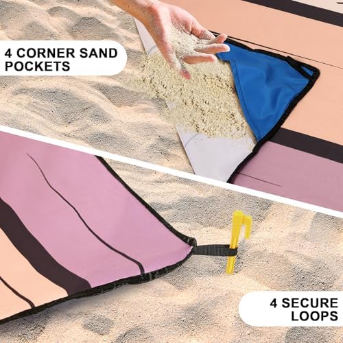 Beach Blanket Waterproof Sandproof Extra Large Beach Mat 79" X 83"/120"x108"for 1-8 Adults Quick Drying Durable Outdoor Picnic Mat for Beach Travel Camping Hiking