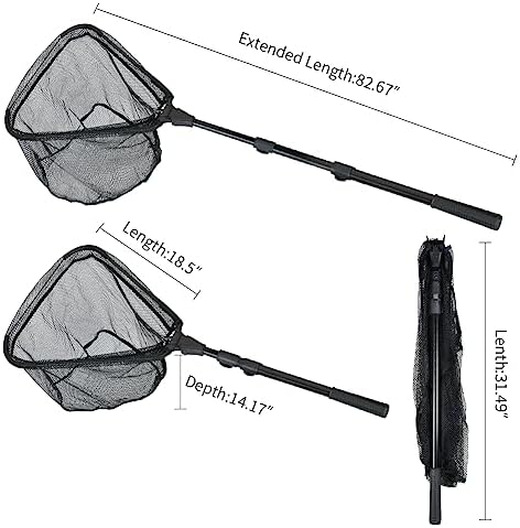 RESTCLOUD Fishing Landing Net with Telescoping Pole Handle, Fishing net Freshwater for Kids Men Women, Extend to 40-63 Inches