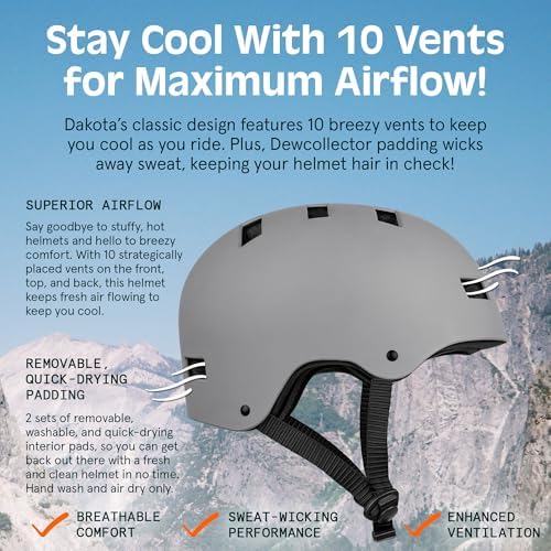 Retrospec Retrospec Dakota Bike Helmet - Skateboard Helmet Premium Protection Multi-Sport Bike, BMX, Skating, Scooter, and Skate Helmet