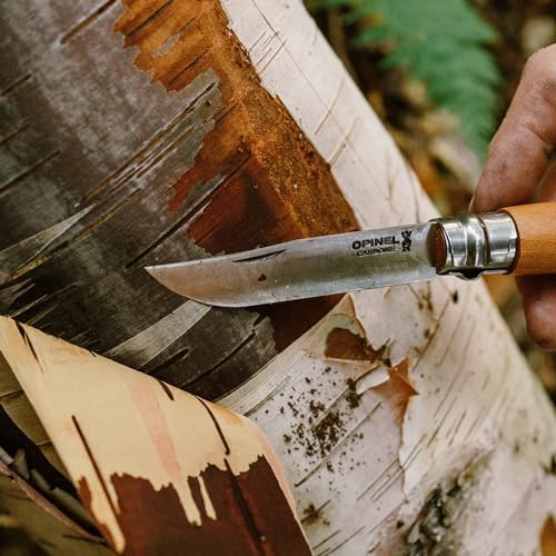 Opinel No.08 Carbon Steel Folding Pocket Knife with Beechwood Handle, Brown (2540089)