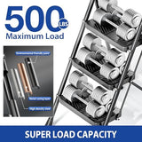 KINGRACK Folding 3 Step Ladder, Portable Ladder for Multi-Purpose, Home, Kitchen, Heavy Sturdy Steel Step Stool with Anti-Slip Wide Pedals, Handrail, Safe-Lock Design, Pass 500lbs Load Testing, Black