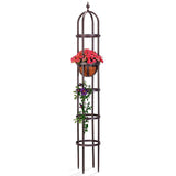 Plow & Hearth Metal Garden Obelisk | Indoor/Outdoor | Powder-Coated Steel | Trellis for Climbing | Floral Pattern | 11" Dia. x 7'H | Bronze