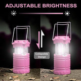 4-Pack LED Pink Camping Lanterns, Portable Camping Lights, Outdoor Handled Lamps, Essential Emergency Lights for Power Outages, Hiking, Hurricane