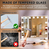 Hansong Vanity Mirror with Lights, 22''x18'' Hollywood Mirror, Makeup Mirror with 15 Dimmable Bulbs, 10X Magnification and USB Charging Port, White