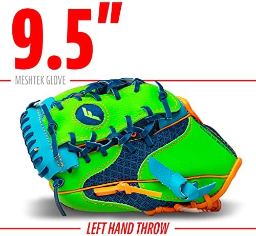 Franklin Sports Kids Baseball Glove + Ball Sets - Meshtek Youth Teeball Gloves for Kids + Toddlers - Left + Right Hand Throw Mitts + Glove Sets with Foam Balls - Boys + Girls Gloves - 9.5" Inch