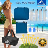 Beach Tent Sun Shelter & Portable Beach Canopy UPF80+ Uv Protection, Beach Shade Canopy/Cabana with 8 Sandbags, 4 Stability Poles, Sand Shovel Ground Pegs for Outdoor Camping(10x10ft, Navy Blue)