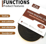 Yotache High Density Adhesive Foam Seal Tape 2 Rolls 2" W X 1/4" T, (New Adhesive Craft) Weather Strip Insulation for RV, Air Conditioning Window, Garage Door, Total 13 Ft Length