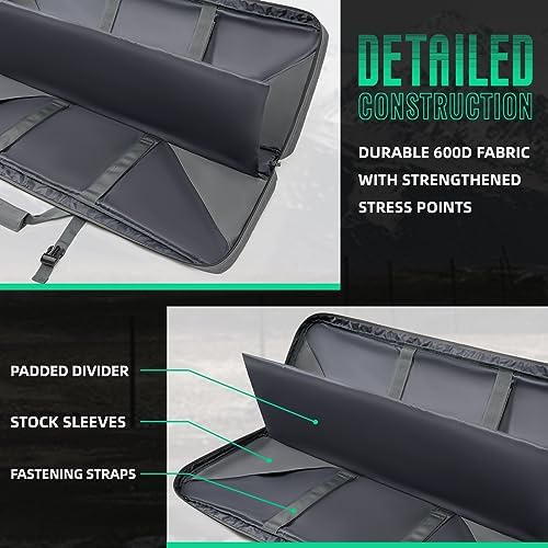 DULCE DOM 32/36/42/48/52 inch Double Rifle Case Soft Bag Gun Case, Perfect for Rifle Pistol Firearm Storage and Transportation, All Around Shooting Range Tactical Rifle Backpack, Indoor Outdoor