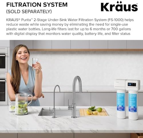 KRAUS Oletto Single Handle Drinking Water Filter Faucet for or Water Filtration System in Spot-Free Antique Champagne Bronze, FF-103SFACB