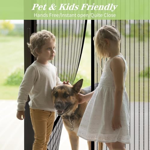 Magnetic Screen Door Mesh 38x83 Inch - BSHANO Mesh Door Curtain with Closure, Self Sealing Hands-Free Entry - Pet and Kid Friendly, Temporary Patio Door Screen - Keeps Bugs Out Let Breeze in