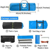 Night Cat Backpacking Tent for One 1 to 2 Persons Lightweight Waterproof Camping Hiking Tent for Adults Kids Scouts Easy Setup Single Layer 2.2x1.2m