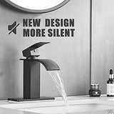 Bathroom Faucet Matte Black Modern Waterfall Bathroom Sink Faucet with Single Handle Suitable for 1 or 3 Holes,Supply Deck Plate and Hose