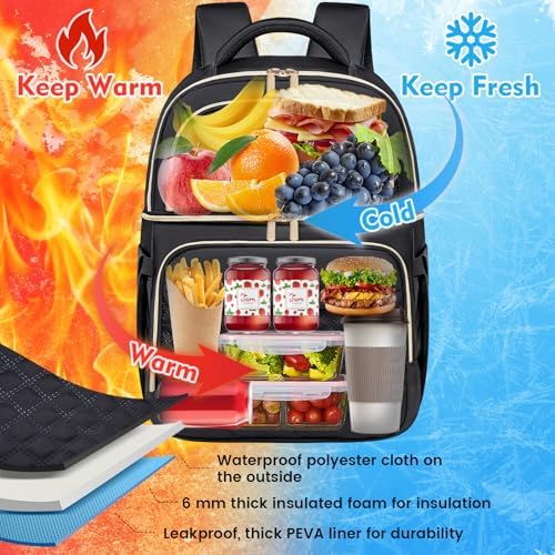 Backpack Cooler Lunch Backpacks Double Decker Lunch Box,Insulated Backpacks Lunch Cooler Bags, Lightweight Leakproof Lunchbox Back Pack for Women Men to Travel,Picnic,Hiking,Beach,Camping