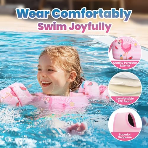 HeySplash Swim Vest for Kids, Toddler Pool Floaties Fit 20-50/70 Lbs, Children Swimming Vest with Adjustable Strap, Swim Jacket Water Wing Arm Float, Puddle Sea Beach Boat Jumper Boy Girl Baby