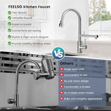 FEELSO Kitchen Faucets, Upgraded Filter Water Kitchen Faucet with Pull Down Sprayer, Brushed Nickel Stainless Steel High Arc 1 Or 3 Hole Kitchen Sink Faucet for Remove Chorine, Harmful Substances