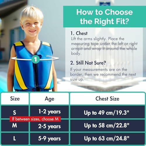 Limmys Premium Kids Swim Vest - Toddler Swim Jacket and Buoyancy Swimming Aid - Modern Design Swimming Vest for Boys, Girls and Babies - Drawstring Bag Included