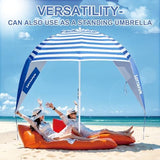 Beach Shelter Umbrella Premiere UPF 50+ Umbrella Shelter for Sun and Rain Protection for Adult (10-Foot,Blue Stripe)