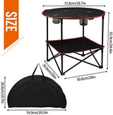 Camping Table Portable Folding Camping Side Table for Outdoor Picnic, Beach, Games, Camp, & Patio Tables Folding with 4 Cup Holders & Carry Case for Travel & Storage, Premium 600D Canvas& Steel Frame