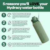 Hydracy Water Bottle with Time Marker -Large BPA Free Water Bottle & No Sweat Sleeve -Leak Proof Gym Bottle with Fruit Infuser Strainer & Times to Drink -Ideal for Fitness Sports & Outdoors
