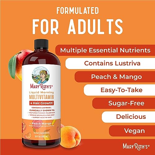 MaryRuth's Multivitamin Multimineral Supplement for Women + Hair Growth Vitamins | with Lustriva & Chromium Picolinate 1000mcg | Thicker Hair, Wrinkles, Fine Lines, Skin Care | Ages 18+ | 30 Fl Oz