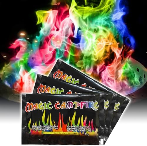 HGD (25 Pack) Magic Campfire Fire Color Changing Packets for Fire Pit, Indoor/Outdoor Fireplace, Bonfire - Rainbow Magical Flame, Camping Accessory, Compatible with Wood