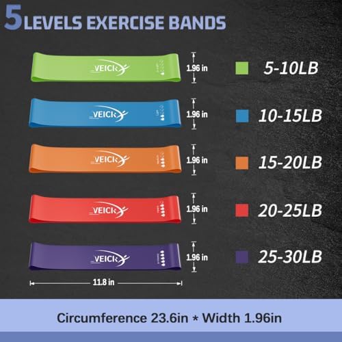VEICK Resistance Bands, Exercise Bands, Workout Bands Set for Working Out with Handles for Men Women, Elastic Exercising Bands for Fitness Weights Work Out at Home Gym