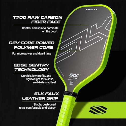 Selkirk Sport SLK Halo Raw Carbon Fiber Pickleball Paddle | Designed in The USA | Choose from The T700 Raw Carbon Fiber Power, The 18k Ultraweave Control, or The Kevlar Linkweave Thermoformed Pro
