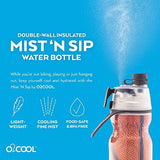 O2COOL Mist 'N Sip Misting Water Bottle 2-in-1 Mist And Sip Function With No Leak Pull Top Spout Reusable Sports Water Bottle - 20 oz (2 Pack Basketball)