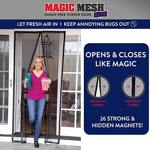 Magic Mesh Elite | Magnetic Screen Door, Heavy Duty, Magnetic Closure, Door Net, Patio Screen, Sliding Door Screen, Bug Screen for Doorways, Kid & Pet Friendly | Size 39" x 83" (Pack of 1)