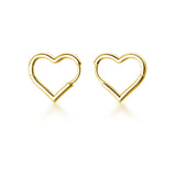 SLUYNZ Solid 925 Sterling Silver 1.6CM Heart Hoop Earrings for Women Teen Girls Minimalist Hoop Earrings Sweet Love Heart Earrings (B-18K Gold Plated)