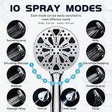12''Rainfall Shower Head with Handheld Combo High Pressure 8+2 MODE built-in power wash, Stainless Steel Chrome Showerhead with 11'' Extension Arm Height/Angle Adjustable with Holder&60"Hose