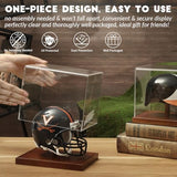JupDec Mini Helmet Display Case, Acrylic Clear 1/2 Football Baseball Helmet Showcase, UV Protection Souvenirs and Collectibles Box with Solid Wood Base & Riser, Ideal Gift for Sports Enthusiast