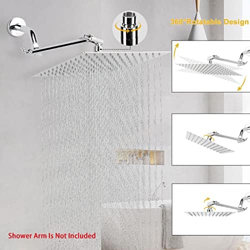 NearMoon Rain Shower Head, High Flow Stainless Steel Square Rainfall Shower, High Pressure Design, Awesome Shower Experience Even At Low Water Flow (10 Inch, Chrome Finish)