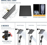 NearMoon Shower Head with Hose, High Pressure Stainless Steel Rain Shower and 3 Settings Handheld Spray Combo with Push Button Flow Control (8 Inch Showerhead Set, Matte Black)