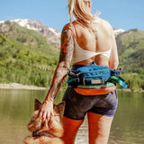 Wilderdog Mega Hip Pack with 3-Liter Capacity, Two Mesh Water Bottle Pockets, Interior Key Loops, Adjustable Straps, and Poop Bag Dispenser (Pacific Blue)