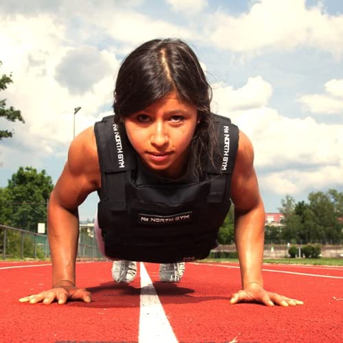 North Gym Adjustable Weighted Vest/Incl. 2 Innovative Moulded Weights for Best fit / 14lbs / 20lbs/ 30lbs/ 40lbs (Black 40lbs)