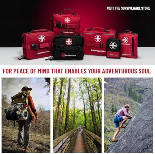 Surviveware 238 Pcs Comprehensive Premium Survival First Aid Kit - Medical Emergency Kit for Travel Camping Gear, Home Essentials & Outdoor Emergencies - HSA & FSA Eligible Survival Kit