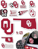 Oklahoma Sooners Stickers (14 Piece) University of Oklahoma Gifts for Men Football Fans for Car Laptop Water Bottle + 2 Large Car Decals, 10 Water Bottle Size, 2 Keyboard Size