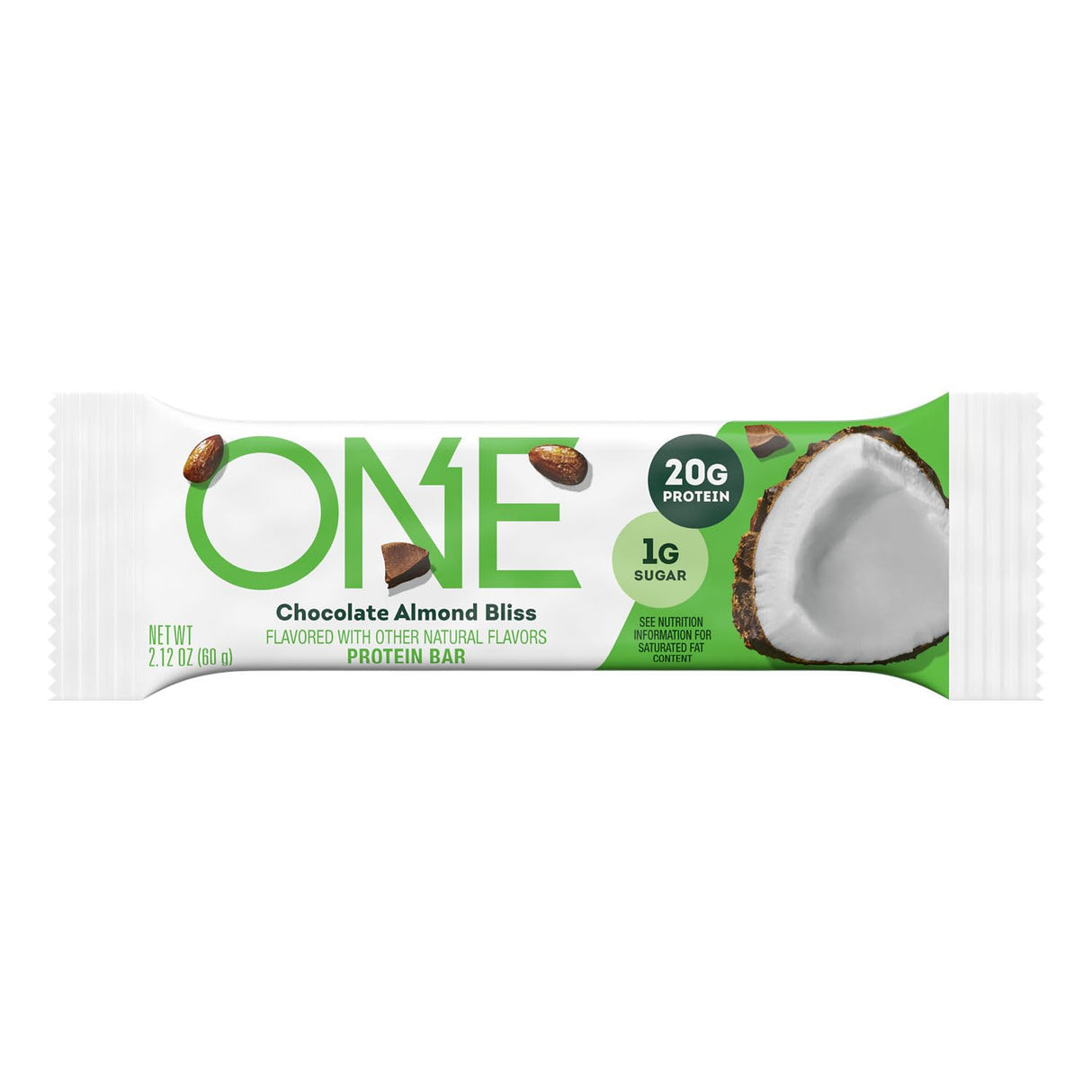 ONE Protein Bars, Chocolate Almond Bliss, Gluten Free with 20g Protein and 1g Sugar, Pantry Staples, 2.12 oz (12 Pack), Packaging May Vary