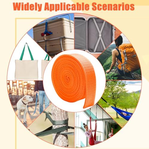 Boyistar 15 Rolls Webbing 1 Inch, Polypropylene 5 Yards Heavy Duty Webbing Strap for Bags, Pets, Climbing Outdoors Indoors Crafting DIY, 15 Colors