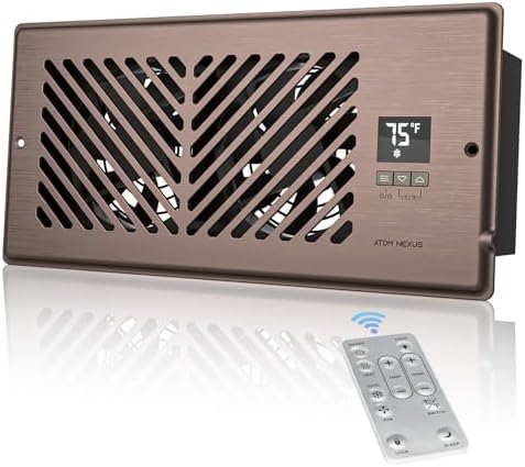 AirBlaze Z4, Quiet Register Booster Fan Fits 4”x10” Register Holes, Smart Vent Booster Fan with Thermostat Control & Remote Control, 10-Speed Control Heating Cooling AC Vent Fan (Brown)