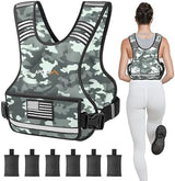 APEXUP Adjustable Weighted Vest, 4-10lb/12-18lb/20-32lb Vest with 6 Ironsand Weights and Large Pocket, Weight Vest for Men Women Strength Training, Running, Walking