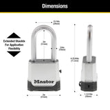 Master Lock Silver Outdoor Combination Lock, Heavy Duty Weather Resistant Padlock with Resettable Code and Cut Resistant Boron Carbide Shackle for Outdoor Use, M176XDLH
