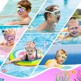 Vvinca Kids Swim Goggles for Age 2-8, Toddler-Goggles with Fabric Strap No Leak Pain-Free, Anti-Fog Goggles for Girls Boys