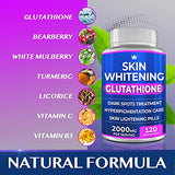 3 Pack Glutathione Whitening Pills - 120 Capsules 2000mg Glutathione - Effective Skin Lightening Supplement - Dark Spots, Melasma & Acne Scar Remover, Hyperpigmentation Treatment - Anti-Aging Antioxidant