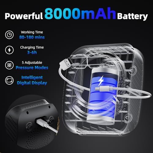 8000mAh Portable Camping Shower, Upgrade Rechargeable Electric Shower Pump with 5 Gallon Bucket, Intelligent LED Display,Portable Shower for Outdoor