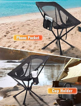 Portable Chairs for Adults Foldable, Fast Setup, Lightweight & Small Folding Chair with Cup Holder, Side Pocket and Carry Bag - Support 350 LBS