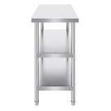 VEVOR Stainless Steel Food Prep Table, 18 x 48 x 34 Inch Commercial Kitchen Worktable, with 2 Adjustable Undershelf, Heavy Duty Prep Tables Metal Work Table for BBQ, Kitchen, Home, and Garage