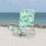 Tommy Bahama 5-Position Classic Lay Flat Backpack Beach Chair with Cooler and Cup Holder, Portable Folding Beach Chair for Tanning, Tropical Leaves