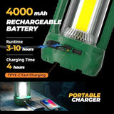 Favourlite Camping Lantern, 1500LM Camping Light 3000 Capacity Phone Charger LED Impact-Resistant Flashlight Lantern Portable Waterproof Hurricane Lanterns for Power Outages (Green+Green)